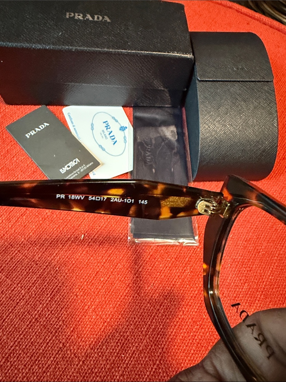 Prada Women Tortoiseshell Cat-Eye Optical Glasses - Brown/Black Blend - Picture 3 of 9